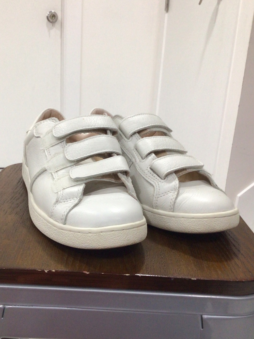 UGG White Triple-Strap Velcro Sneakers